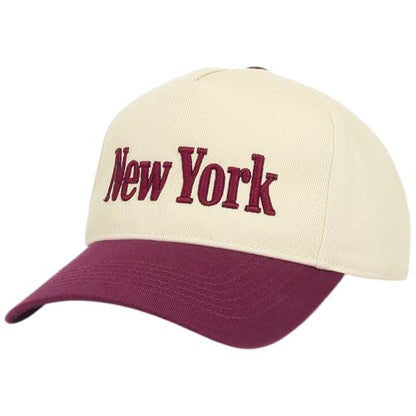 E BY ELIDAN New York Trucker Snapback Hat 3D Embroidered Baseball Cap - color: Cream Burgundy