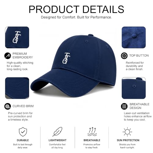 Kids Washed Cotton Baseball Cap, Unstructured Adjustable Toddler Hat for Boys & Girls - color: Marine Blue