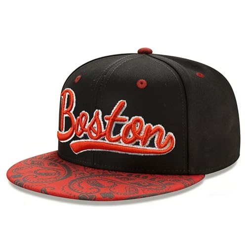 Classic Vintage Embroidered Fashionable Baseball Cap, Snapback Trucker Hat for Men & Women, Adjustable Flat Bill Hats - color: N-blue&red