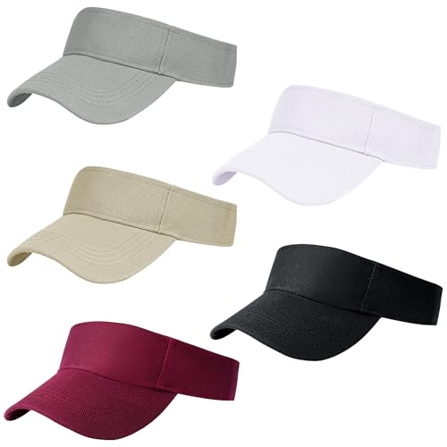 Rbenxia 5 PCS Adjustable Sport Visors Sun Visor Hats Cap Visors Women Men - color: Black, White, Grey, Khaki, Burgundy, size: One Size