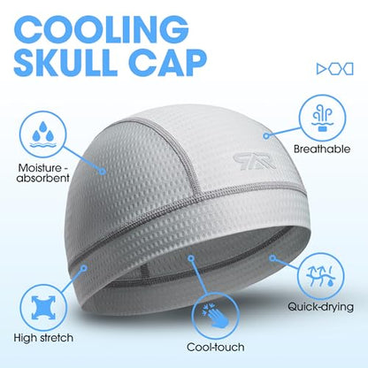 QINGLONGLIN Breathable Mesh Skull Cap Sweat Control HelmetLiner 2-Pack - color: Black + Grey