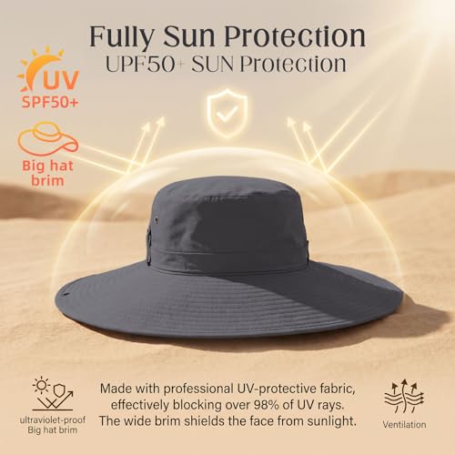 Wide Brim Sun Hats Men Bucket Hat Fishing Hats - color: Light Gray
