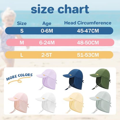 Duoyeree UPF 50+ Baby Sun Hat, Neck Flap Protection for Toddlers - color: A-beige, size: 6-24 Months