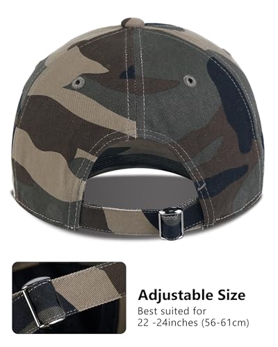 GADIEMKENSD Unstructured Baseball Cap Adjustable, Running Hat for Men Women, Cotton Dad Hat Plain for Outdoors Activities - color: Camo Brown/Black