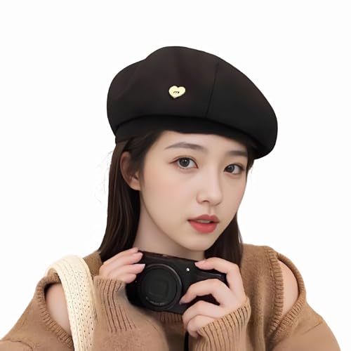 CHIC DIARY French Cotton Beret Hat for Women Adjustable Winter Beret Cap - color: Black - M
