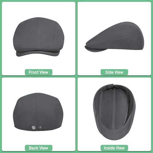 100% Cotton Newsboy Cap for Men Adjustable Flat Gatsby Ivy Cabbie Beret Hat for Summer Driving Hunting - color: Grey-bb, size: Medium