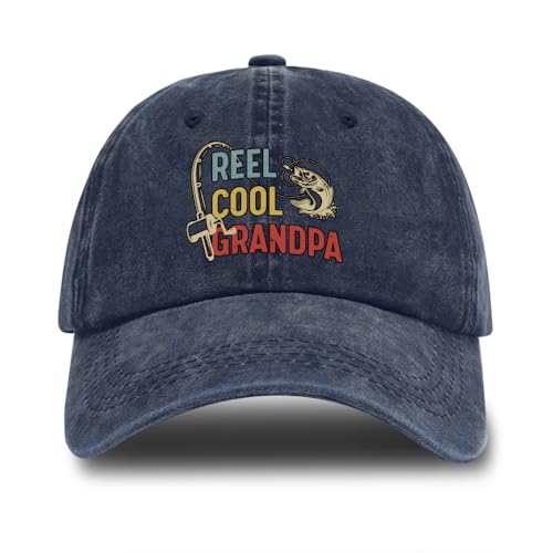 Fishing Adjustable Cotton Baseball Cap, Funny Trucker Hat Gift for Men Women Grandpa Dad Fishing Lover Fisherman - color: Navy Blue