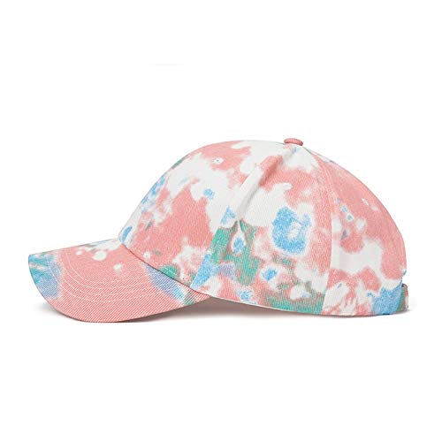 BEARUN Cotton Tie Dye Low Profile Cap Hiphop Baseball Cap Fashion Dad Hat - color: Pink White