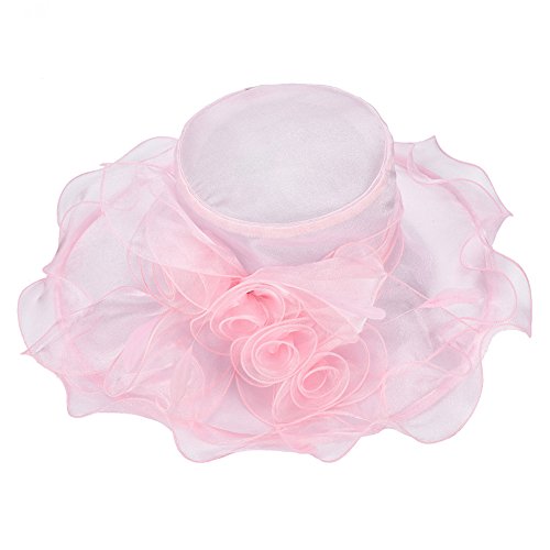 Lawliet Womens Flower Wedding Occasion Wide Brim Church Dress Sun Hat A341 - color: Pink, size: One Size