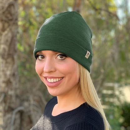 100% Merino Wool Cuff Beanie Hat