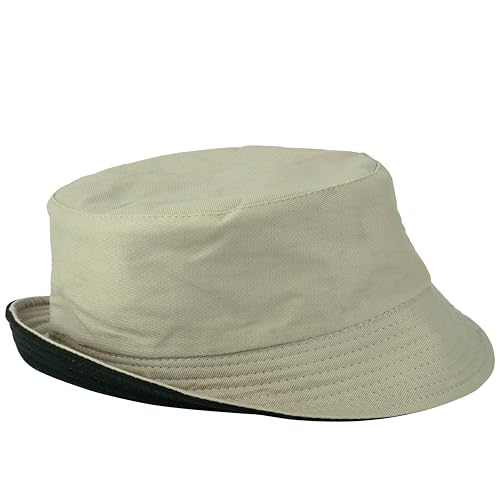Gelante Reversible Bucket Hat for Men and Women - Cotton, Outdoor Sun Protection Bucket Hats. - color: Putty/Black