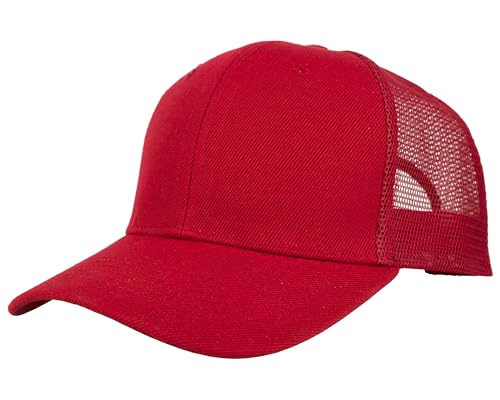 Gelante Mesh Trucker Hat Baseball Cap Structured Front Panel Wholesale LOT 12 Pack - color: Red