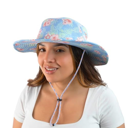 MISSION Cooling Anywhere Boonie Hat - Unisex Wide-Brim Hat for Men & Women - Cools Up to 2 Hours - UPF 50 Sun Protection - color: Junglebird Bluebell