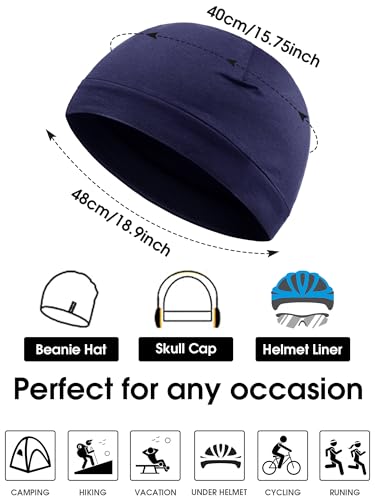 Syhood 4 Cotton Skull Caps for Men Women Sleep Night Hat Beanie - color: Dark