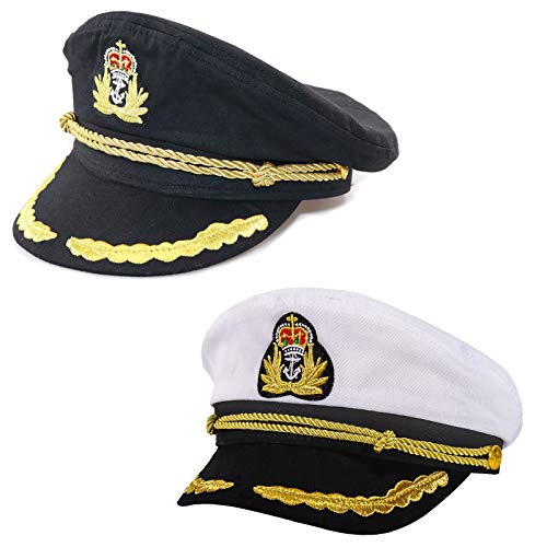 Ibeauti Unisex Adult Adjustable Captain Costume Admiral Hat Cosplay Sailor Cap - color: Black-white