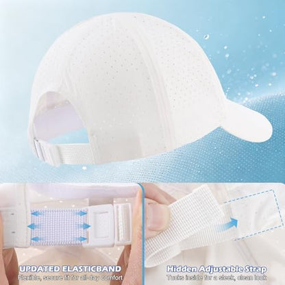 Connectyle Quick Dry Performance Run Hat for Men Women Lightweight Adjustable Sports Cap UPF 50+ Sun Protection Baseball Cap - color: White