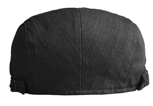 DIYDECAL Cotton Newsboy Flat Caps for Men, Womens Cabbie Driving Beret Hats - color: Black