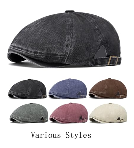 Quanhaigou Newsboy Flat Cap, Men's Vintage Gatsby Ivy Cabbie Hat, Beret Golf Driving Hats - color: Vintage Beige