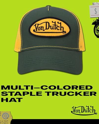 Von Dutch Unisex Trucker Hat, Colorblock, Mesh Back, Curved Bill, Snapback - color: Veranda