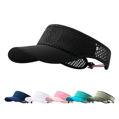 AUSFLUG Sun Visor Hat Men Women - Moisture Wicking Lightweight Sports Cap - color: Black