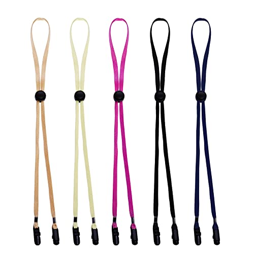Sucrain 5 Pieces Adjustable Hat Strap Clips Hat Chin Cord for Golfing, Fishing, Boating - color: Color a