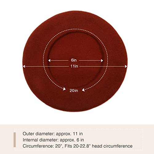 Women French Wool Beret Hats - Solid Color Classic Beanie Winter Cap - color: Thicker-caramel