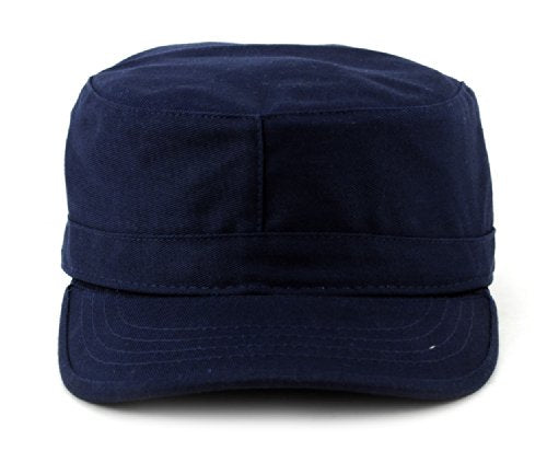 NYFASHION101 Fashionable Solid Color Unisex Fitted Army Military Cadet Cap - color: Navy, size: Large