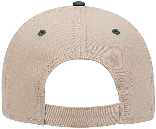 Ashen Fane 6 Panel Structured Low Profile Superior Cotton Twill Basic Baseball Hat - color: Dk.grn/Kha/Kha