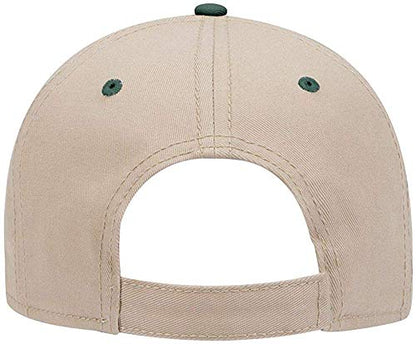 Ashen Fane 6 Panel Structured Low Profile Superior Cotton Twill Basic Baseball Hat - color: Dk.grn/Kha/Kha