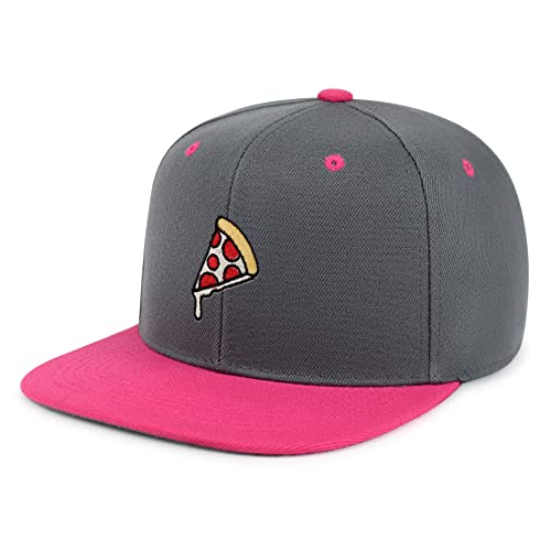 JPAK Pizza Hip-Hop Snapback Hat Embroidered Baseball Cap Foodie - color: 33. Dark Grey/Pink