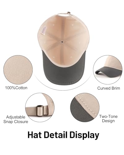 Zylioo XXL Baseball Cap for Big Heads Men Women, Washed Denim Dad Hat - color: 2-tone-beige/Gray, size: X-Large-XX-Large