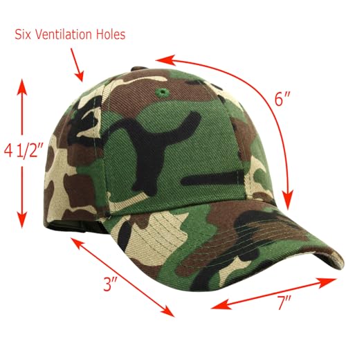 Falari Wholesale Bulk Lot 12-Pack Baseball Cap Adjustable Size Plain Blank Solid Color - color: Camouflage - Woodland