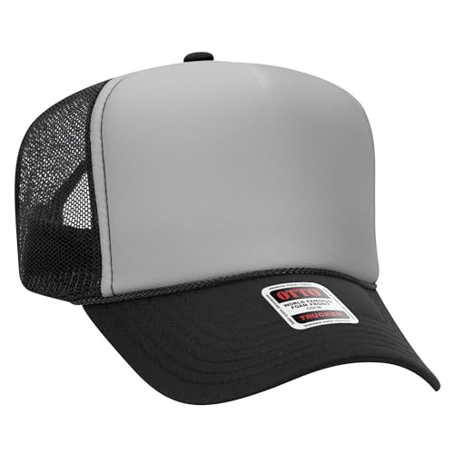 BROTHER TRUCKERS The World's Greatest Polyester Trucker Hat Blank in 73+ Colors - Wholesale Snapback Hat - color: Blk/Gry/Blk