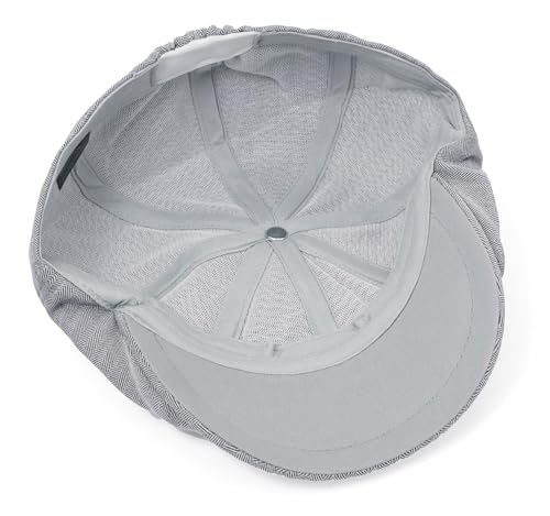 DIYDECAL Mens Newsboy Cap 8 Panel,Cotton Blend Flat Ivy Gatsby Cabbie Golf Hat - color: Light Grey