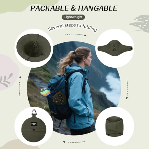 Durio Waterproof Bucket Hats for Woman UPF 50+ Sun Hat - color: Olive