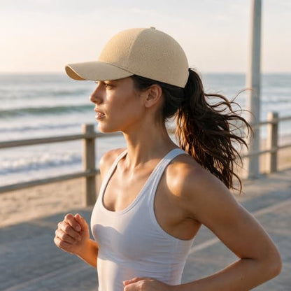 Quick Dry Baseball Cap with Adjustable Strap - color: Almond