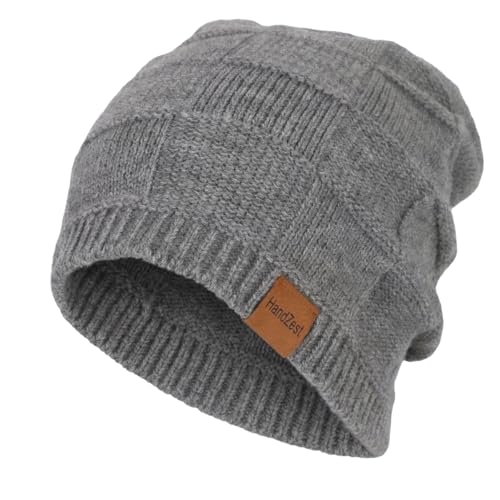 HandZest Relaxed-Fit Knit Beanie: Lightweight, Breathable for Spring & Fall. Soft, Stretchy. One Size Fits Most - color: Grey