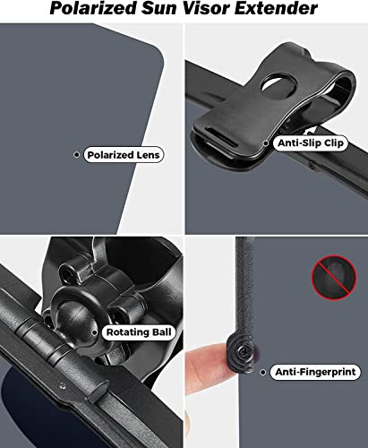 JOYTUTUS Sun Visor Extender for Compact SUVs and Sedans, Universal Anti-Glare Polarized Sun Visor Easy to Install, UV400 Visor Extension Protect from Glare/UV Ray/Stray Light, Safe Driving for Car - size: Medium 12"*6"