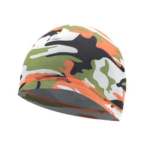 Helmet Skull Caps Sport Cycling Sweat Wicking Helmet Liner Quick Dry Running Hat for Men and Women - color: Camouflage Orange
