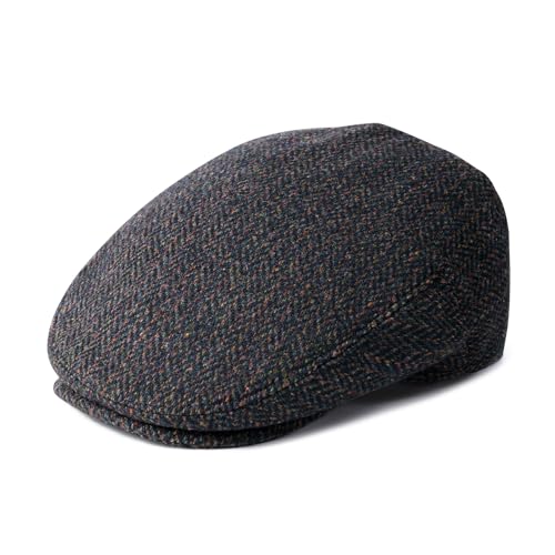 Men Wool Plaid Ivy Gatsby Newsboy Cap - color: Green/Brown, size: 7 3/8