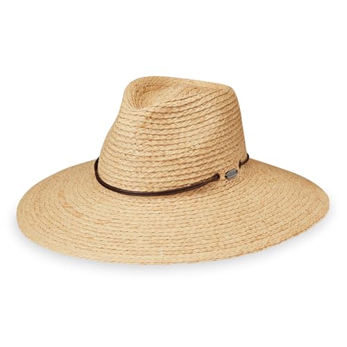 Wallaroo Women’s Nosara Fedora – UPF 50+ Sun Hat, UV Protection, Wide Brim, Adjustable Chin Strap, Natural Fiber, Medium Size - color: Natural