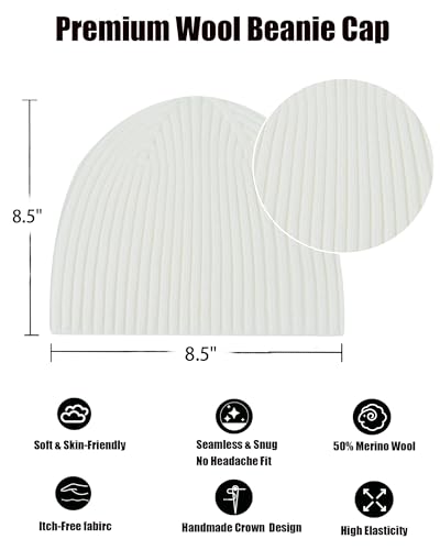Wool Knit Beanie Hats for Men Women,Cuffless Winter Skull Caps - color: 1-white