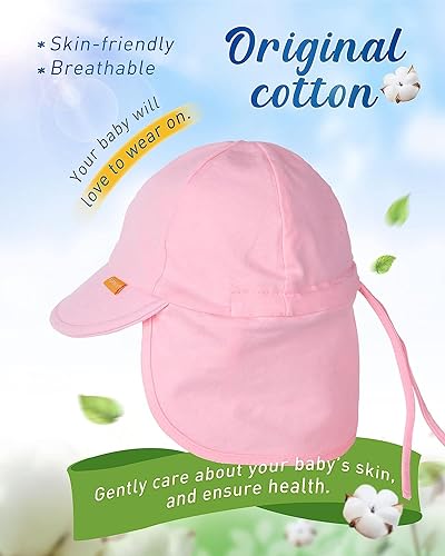 FURTALK Baby Sun Hat UPF 50+ UV Ray Sun Protection Cotton Toddler Hats for Boys Girls - color: Rose Pink, size: 0-6 Months