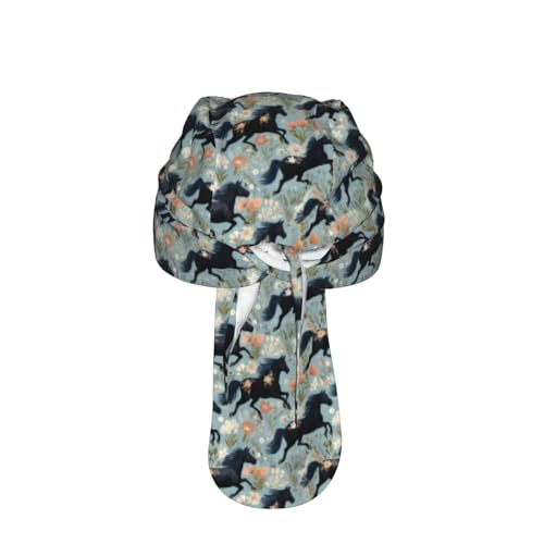 Adjustable Cycling Cap, Quick Dry Sports Bandana Skull Cap Helmet Liner - color: Funny Horses Flower