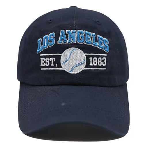 Embroidered City Washed Baseball Cap Adjustable Cotton Fans Baseball Hat for Men Women - color: Los Angeles