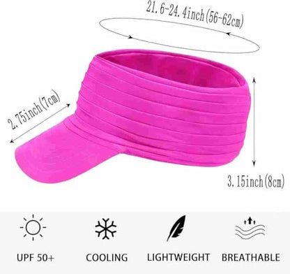 Visor Hats for Women Men Beach Sun UV Protection Wide Brim Lightweight with Ponytail - color: Rose