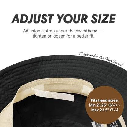 Hot Summer Bucket Hat - Trendy Cotton Sun Hat for Beach, Golf, Fishing - color: Black