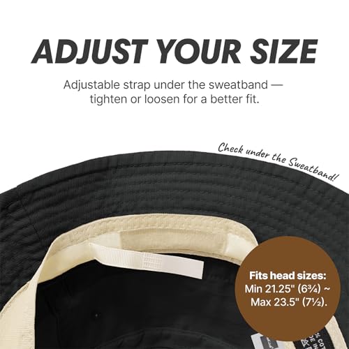 Hot Summer Bucket Hat - Trendy Cotton Sun Hat for Beach, Golf, Fishing - color: Black
