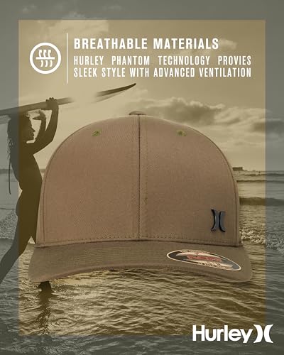 Hurley Mens Curved Brim Flexfit Baseball Cap - color: Medium Olive, size: Small-Medium
