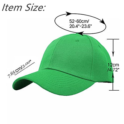 Glory Max Plain Baseball Cap Hook & Loop Strap Adjustable Solid Blank Curved Visor Hat - color: Kelly Green